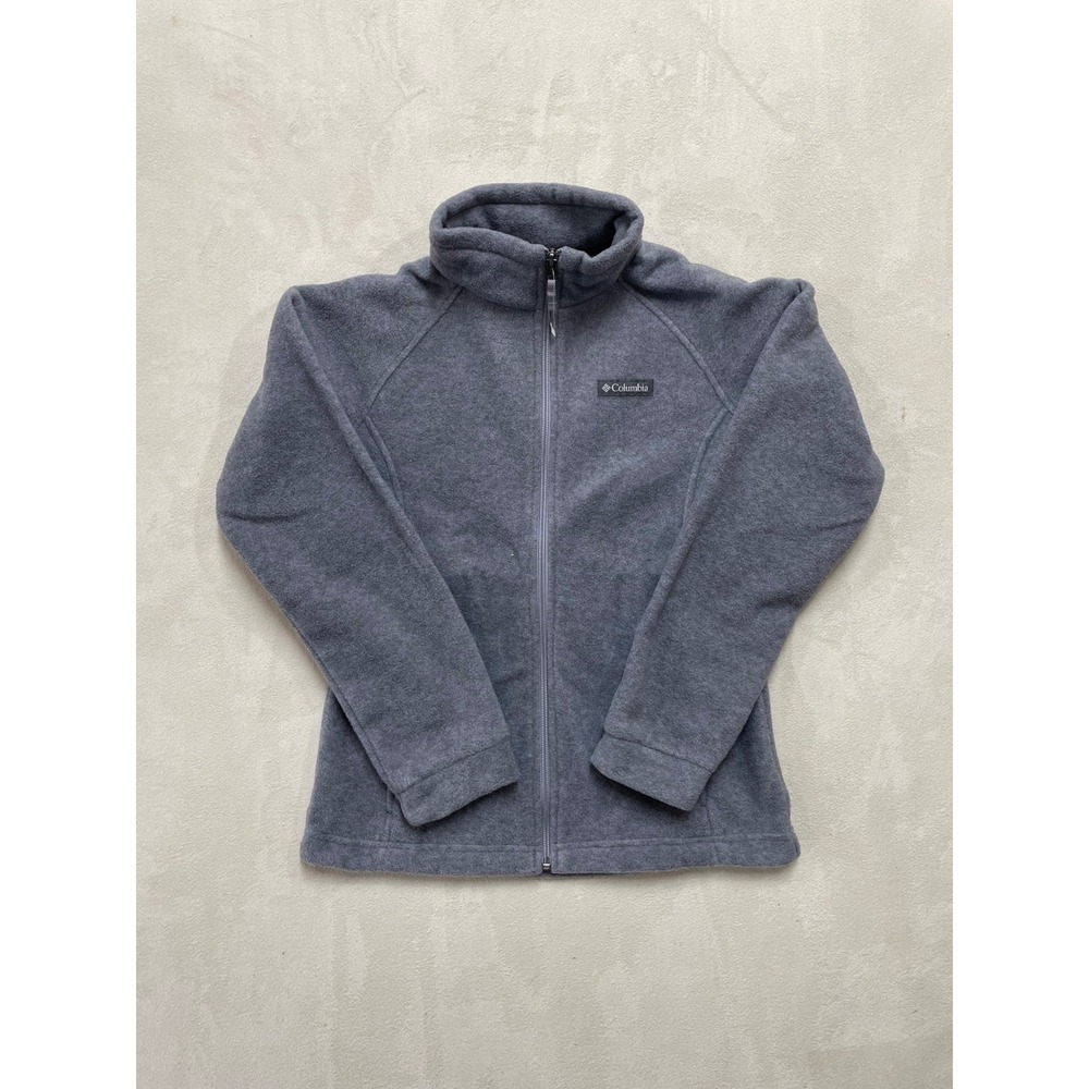 Columbia Girls Gray Fleece Full Zip Jacket Size L 14/16 Raglan Sweater